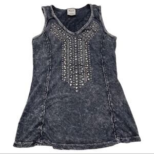 VOCAL studded tank top black tie dye style v-neckline MEDIUM (read description)